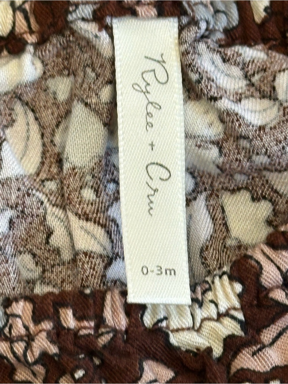 Rylee + Cru Long Sleeve Bubble Romper Holiday Bloom Autumn Brown Floral 0-3 mo - Picture 5 of 7